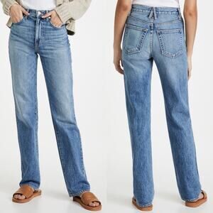 SLVRLAKE London Long High Waisted Straight Leg Jeans in Western Stars Wash